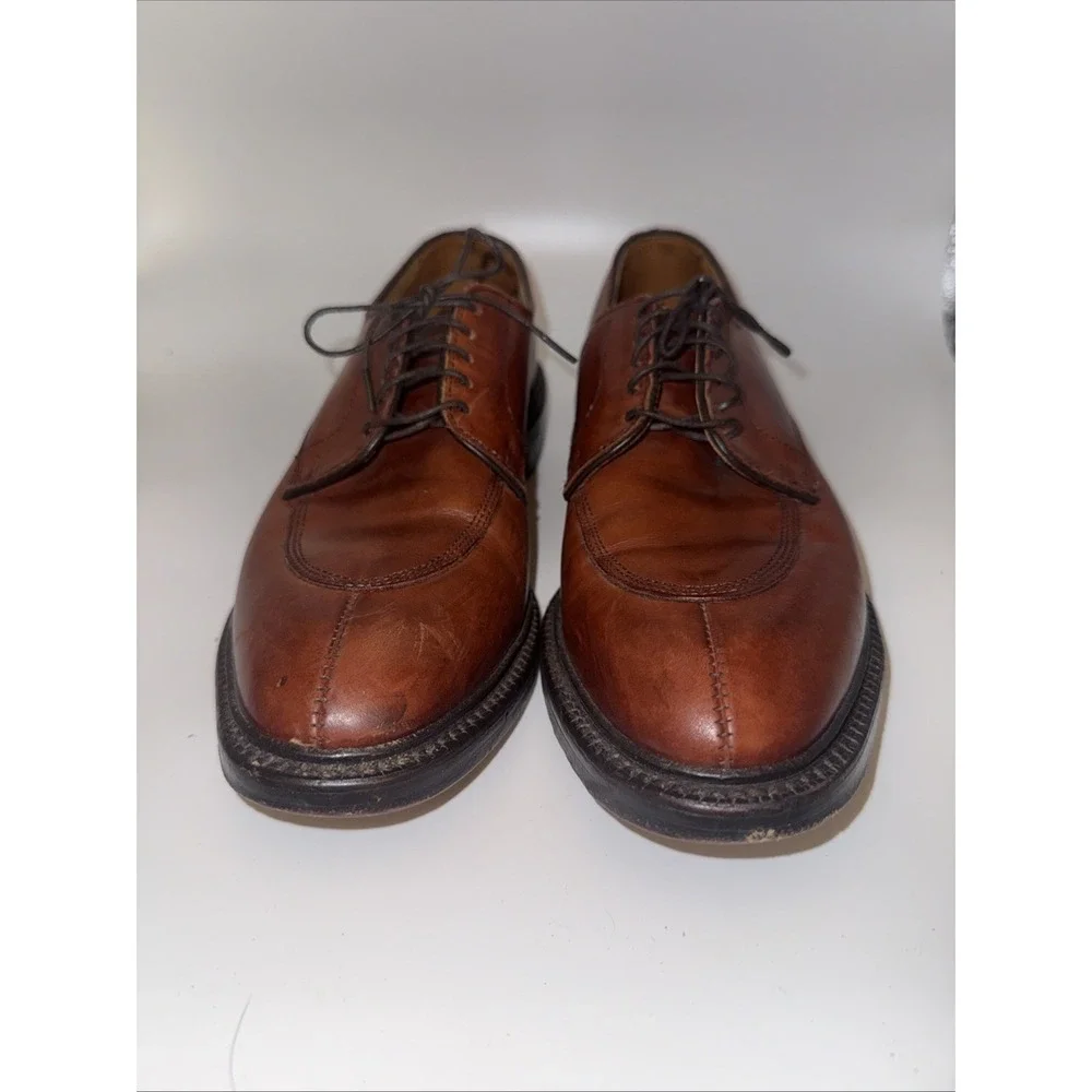Allen Edmonds Mens Walton Oxford Size 9.5 AA Brown Leather Split Toe Dress Shoe